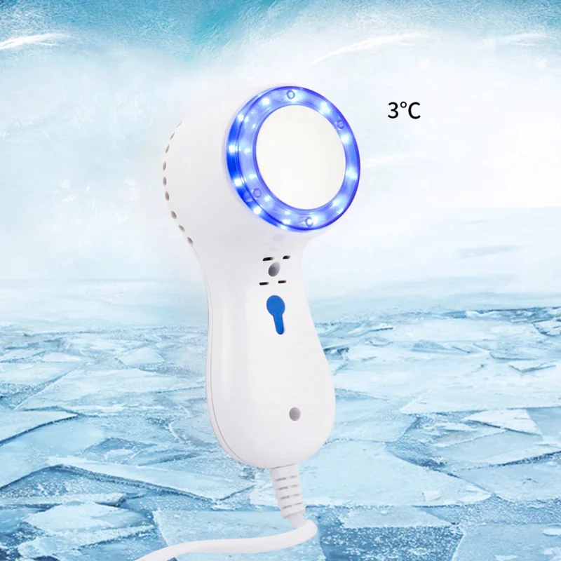 Cold Hammer Blue Light Facial Skin Lifting Tighten Ice Healing Beauty Machine Led Rejuvenation Massager