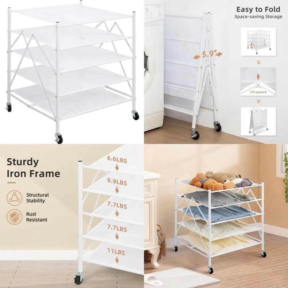 

5-уровневая белая складная сетчатая сушилка для свитера для внутреннего и наружного использования, идеально подходит для деликатной одежды