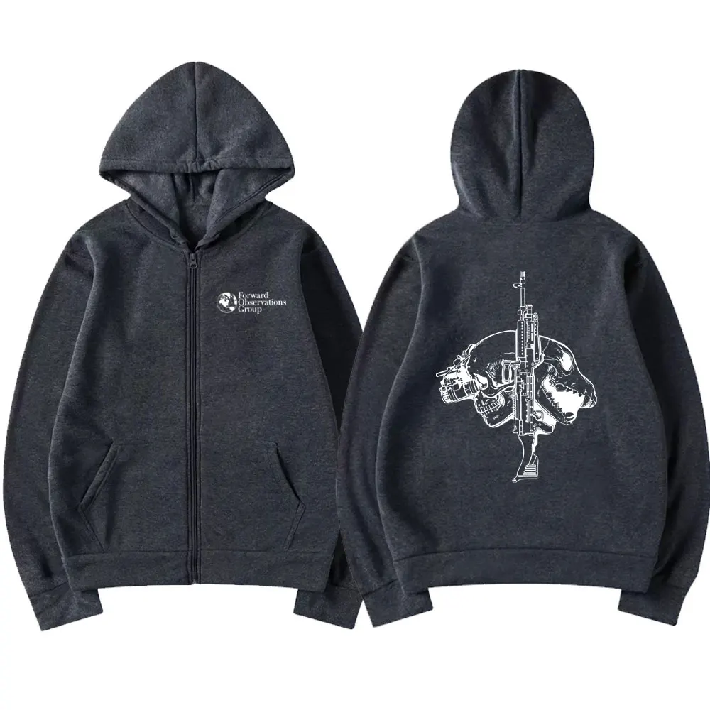 Sudadera con capucha con cremallera para hombre, chaqueta con estampado de calavera horrible, Hip Hop, Rock, Retro