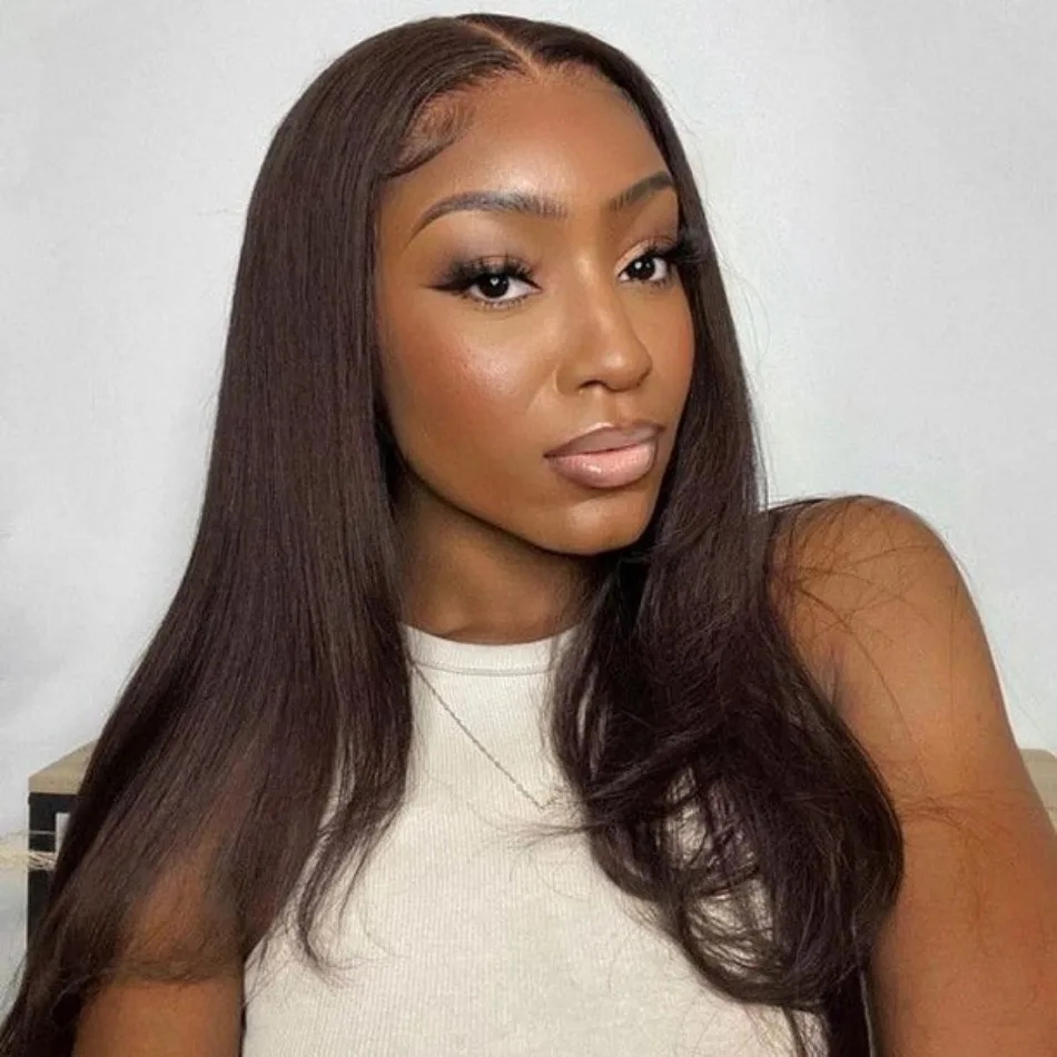 Colored Bone Straight 250 Density 13x4 Lace Front Wig Human Hair Wigs Chocolate Brown Lace Front Wigs 13x6 Hd Lace Frontal Wig