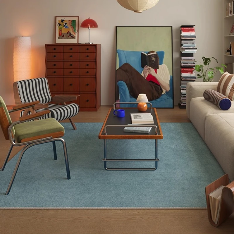 Solid Color Retro Carpets for Living Room Large Area Bedroom Decor Soft Carpet Washable Lounge Floor Mat Anti-slip Cloakroom Rug