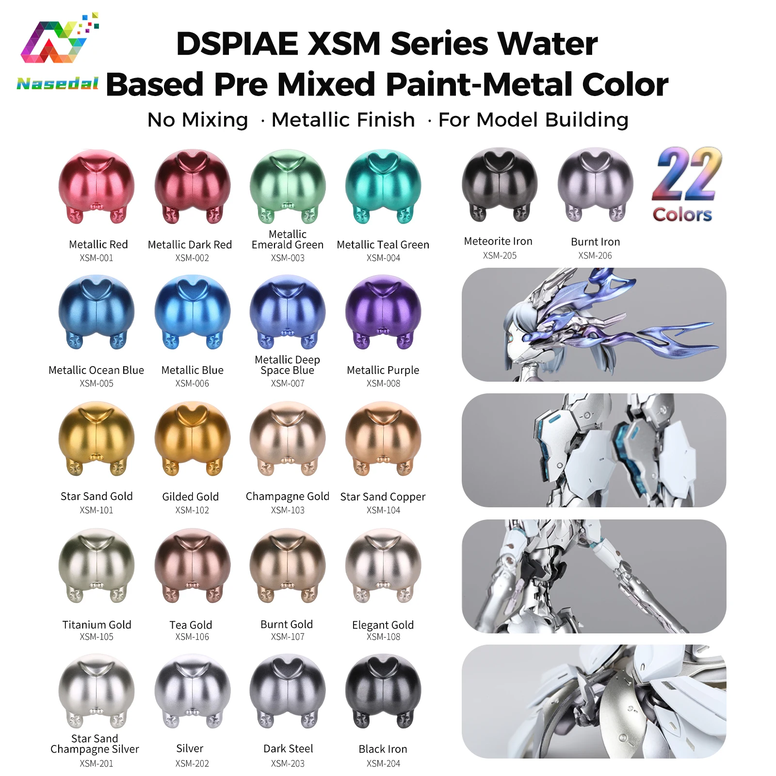 

Краска DSPIAE XSM Series 50 мл на водной основе, готовая к использованию, цвет металлик для моделей Gunpla, для распыления, ручной росписи, хобби, DIY, аксессуар