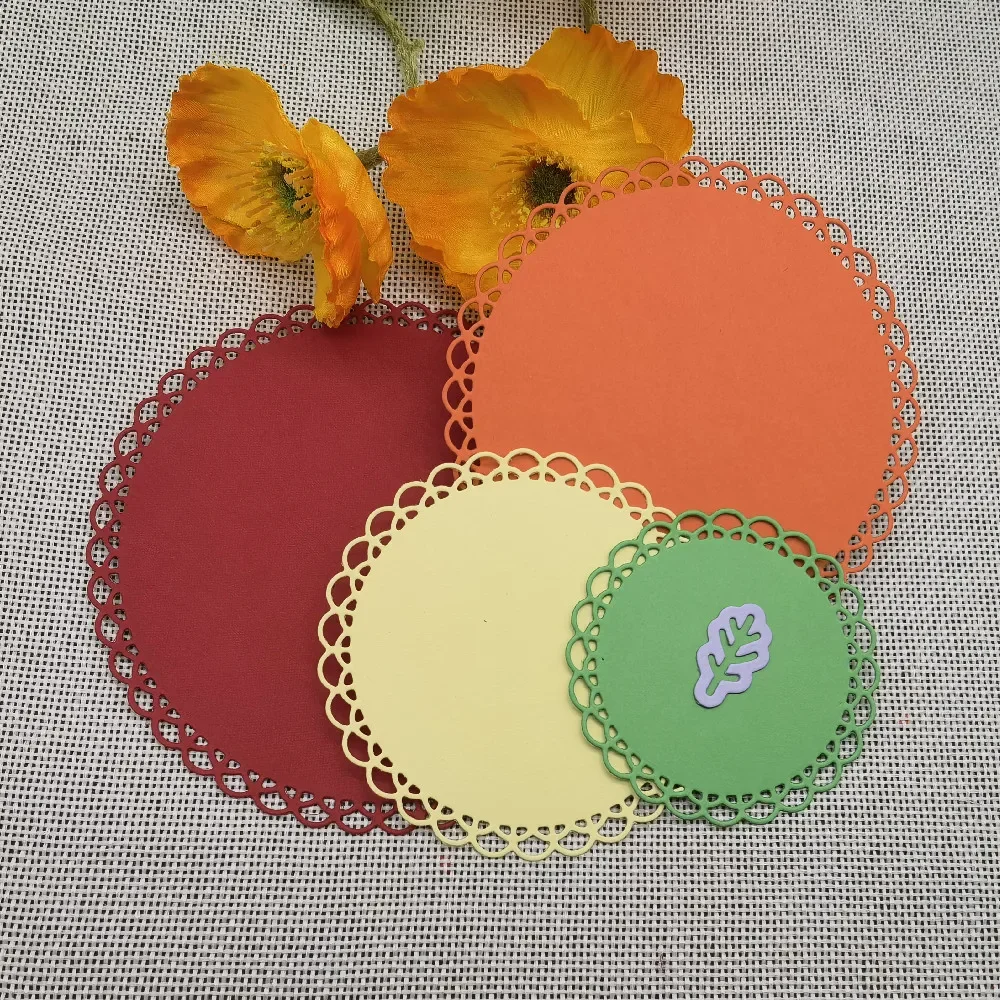 6pcs/set Circle frame Metal cutting dies mold Round hole label tag Scrapbook paper craft knife mould blade punch stencils dies