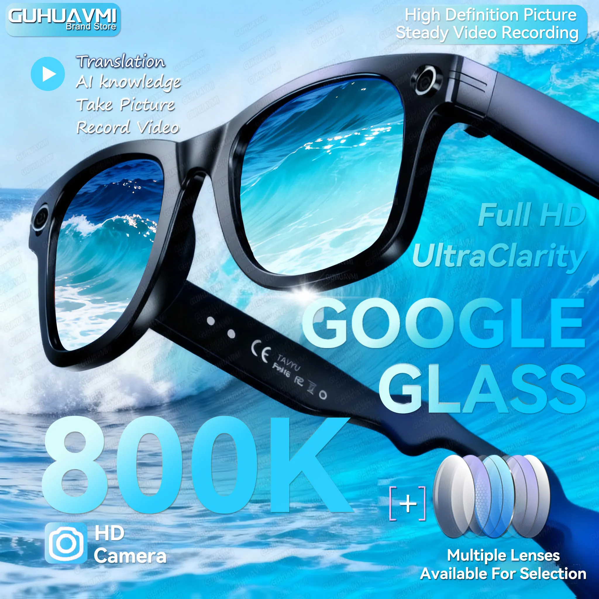 

2025 New Travel Study Smart Glasses Men 800W HD Pixel Camera Video Recording WIFI Transmission Adjustable Prescription Glasses