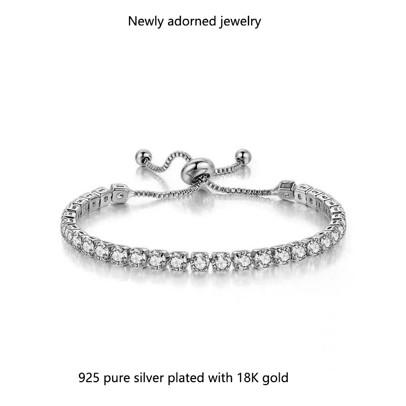

925 silver cross-border bestseller round 3-4-5-6.5mm adjustable tennis bracelet direct factory sales