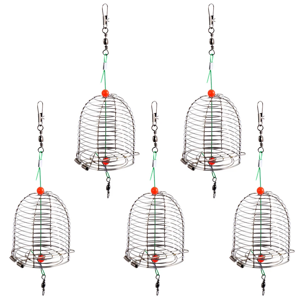 

5pcs Fish Bait Cage Stainless Steel Lightweight Fishing Tool Lure Cage Bait Thrower Feeder Sinker Nest Outdoor