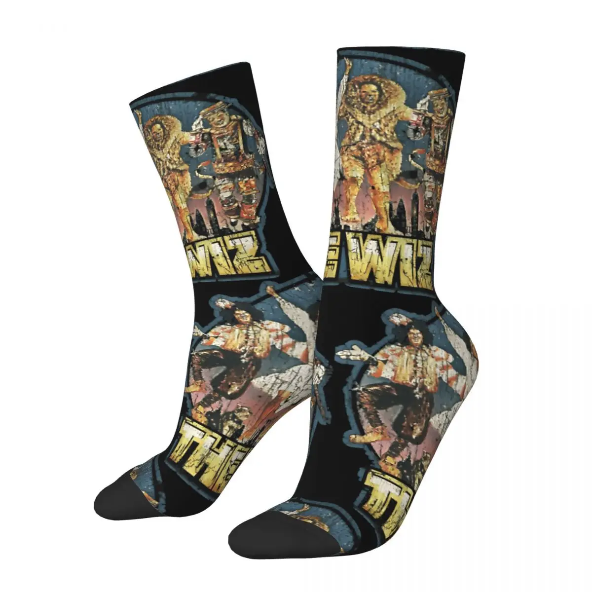 Funny Crazy compression THE WIZ For Fans Sock for Men Hip Hop Harajuku The Wiz Happy Seamless Pattern Printed Boys Crew Sock