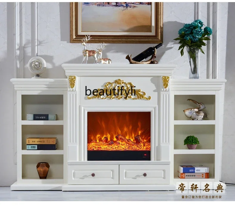 European-Style TV Cabinet Fireplace Mantel Storage Sideboard Cabinet Decoration Heating Led Fireplace Core