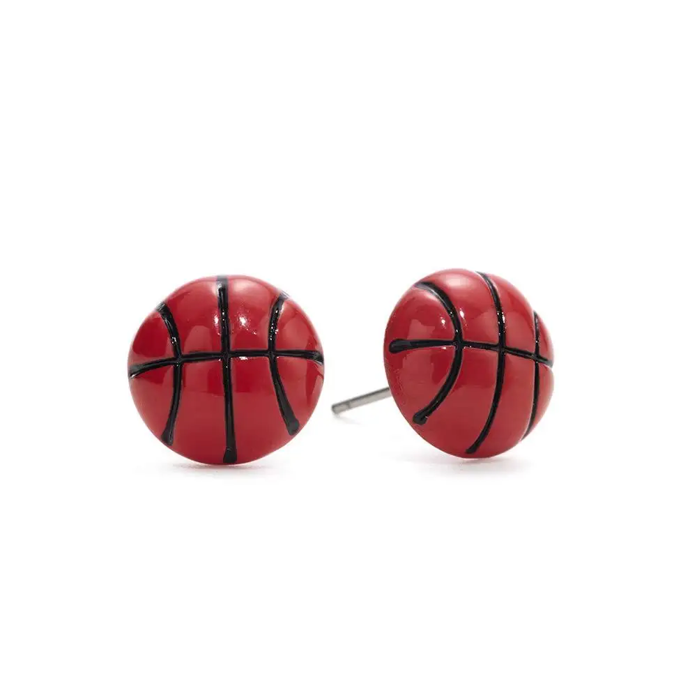 Leisure Sports Style Artificial Leather Baseball, Basketball Earrings UNISEX Fun Cute Earrings Your Good Friend Who Loves Sports