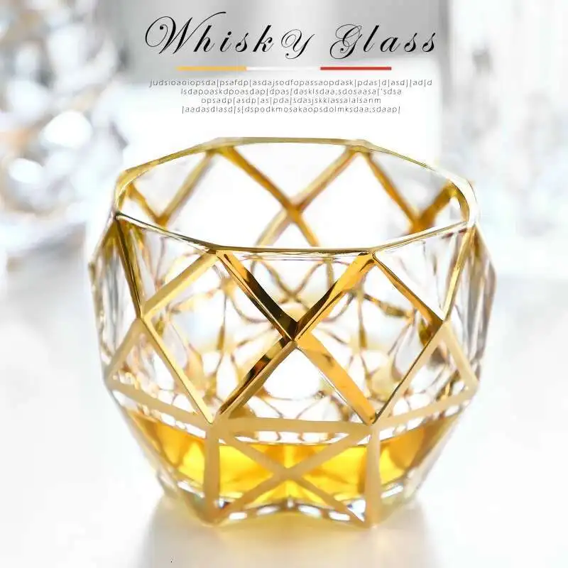 

Креативный позолоченный стакан для виски, вина, бренди, крепких напитков, золотая чаша, бокалы, стеклянные стаканы