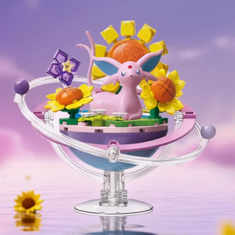 In Stock Keeppley Anime PokéMon Eevee Family Planet Series Assembly Model Toy Ornaments Collection Action Figure Toy Gift
