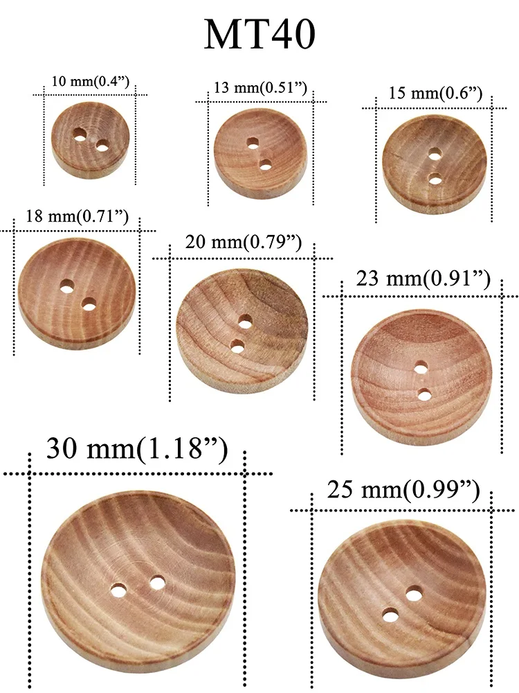 Natural Color Camellia Wood Grain Wooden Buttons Sewing Accesories For Clothes Decorative 2 Holes Button 10mm-30mm 10PCs 30PCs