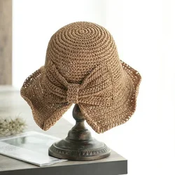 Simple Foldable Wide Brim Floppy Girls Straw Hat Sun Hats Beach Women Summer Hat UV Protect Travel Cap Lady Caps Female