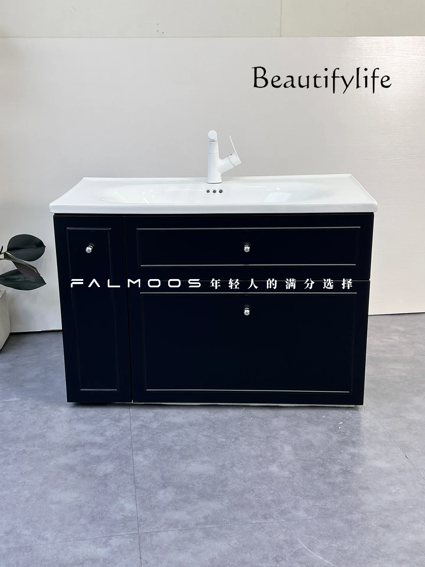 XB XS French Retro Solid Wood Paint Ceramic Basin Heightened Bathroom Cabinet Combination Large Storage Drawer Pull Basket Washs