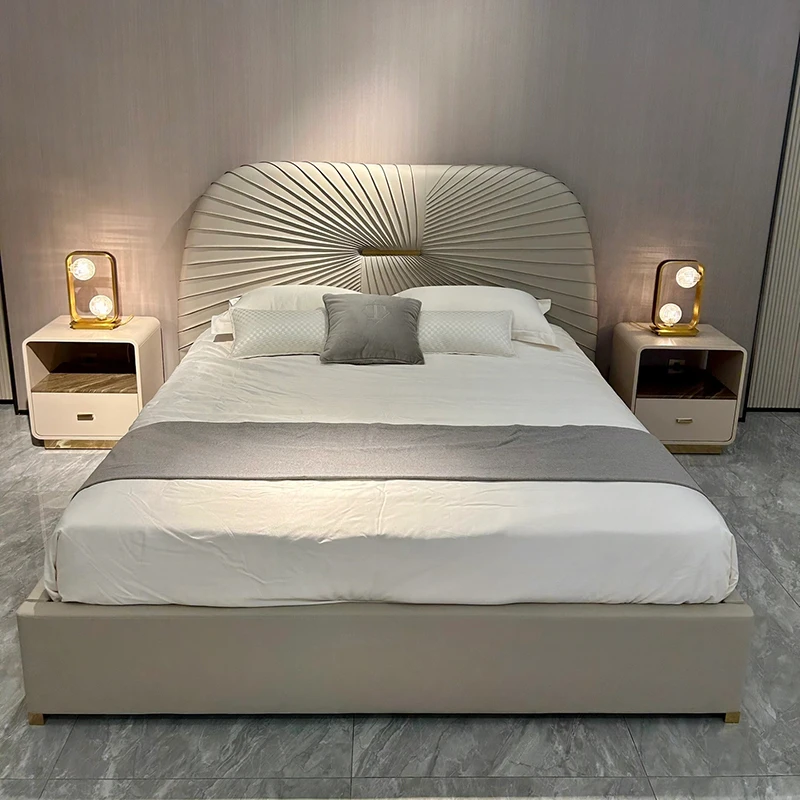 

Новый комплект мебели для спальни, роскошная современная кровать из натуральной кожи