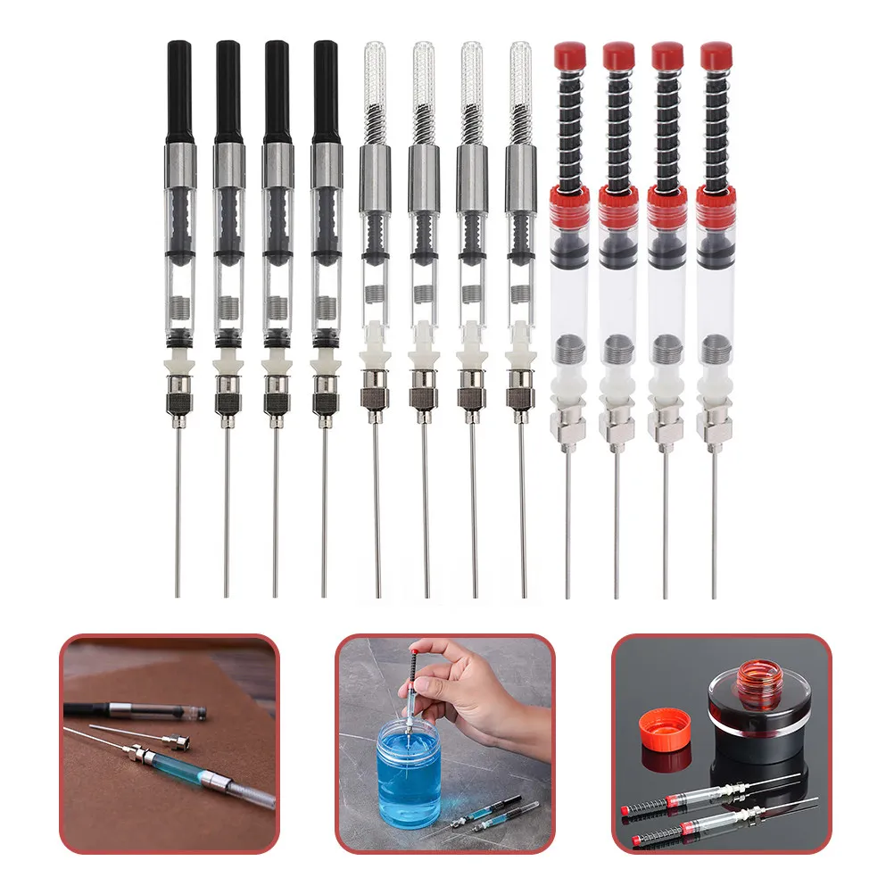 

12 Pcs Fountain Pen Metal Spring Converter Hand-operated Ink Paying-off Tool Refillable Cleaning Kit Cleaner