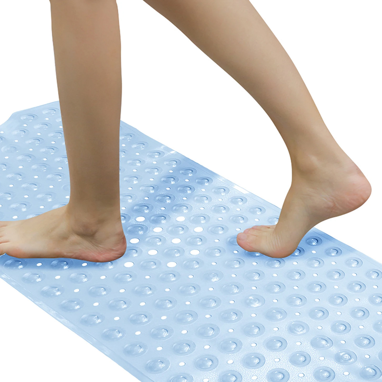 Non Slip Extra Long Bath Mat Safety Bathtub For Shower Soft Drain Holes Floor Quick Dry With Suction Cups PVC Machine Washable