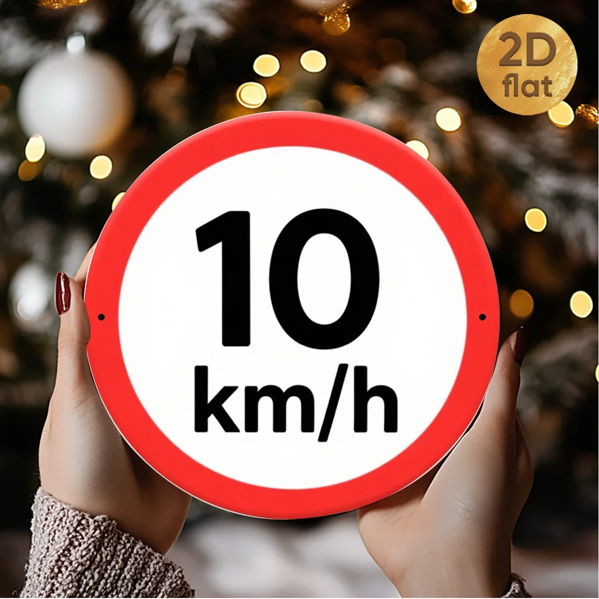 Metal Sign 10km/h Speed Limit, Retro Red Decorative Wall Art for Home Office School