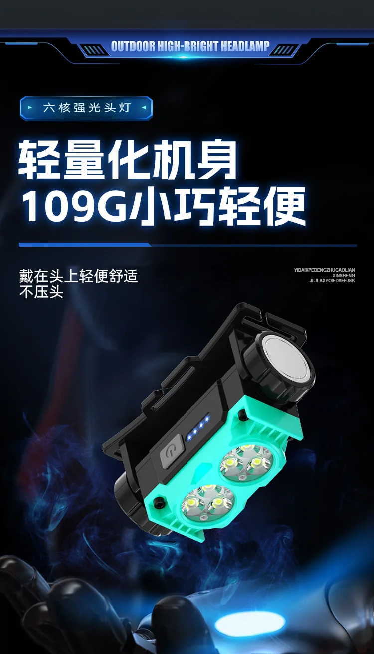 Buitenkoplamp LED-oplaadkoplamp Zaklamp Magneet Nachtvislicht Buitenverlichting