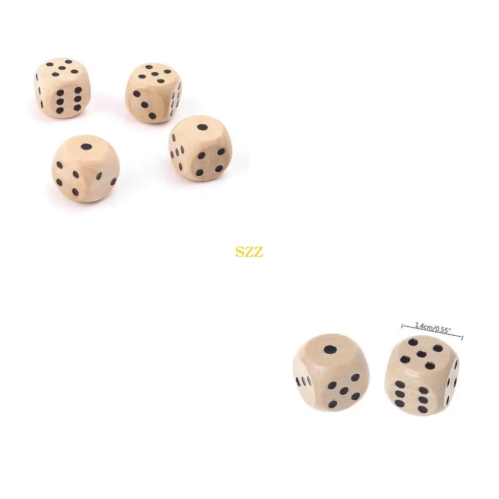 

10x 14 -мм точки кубики круглые угловые игрушки для кости игрушки/игры деревянные кубики 6 лет