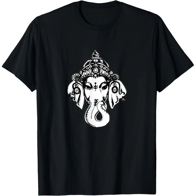 

0413 Elephant Om Yoga Ganesha Indian God Ganesh Gift T-Shirt 100% cotton print Tee Short Sleeve Graphic clothes All size tops