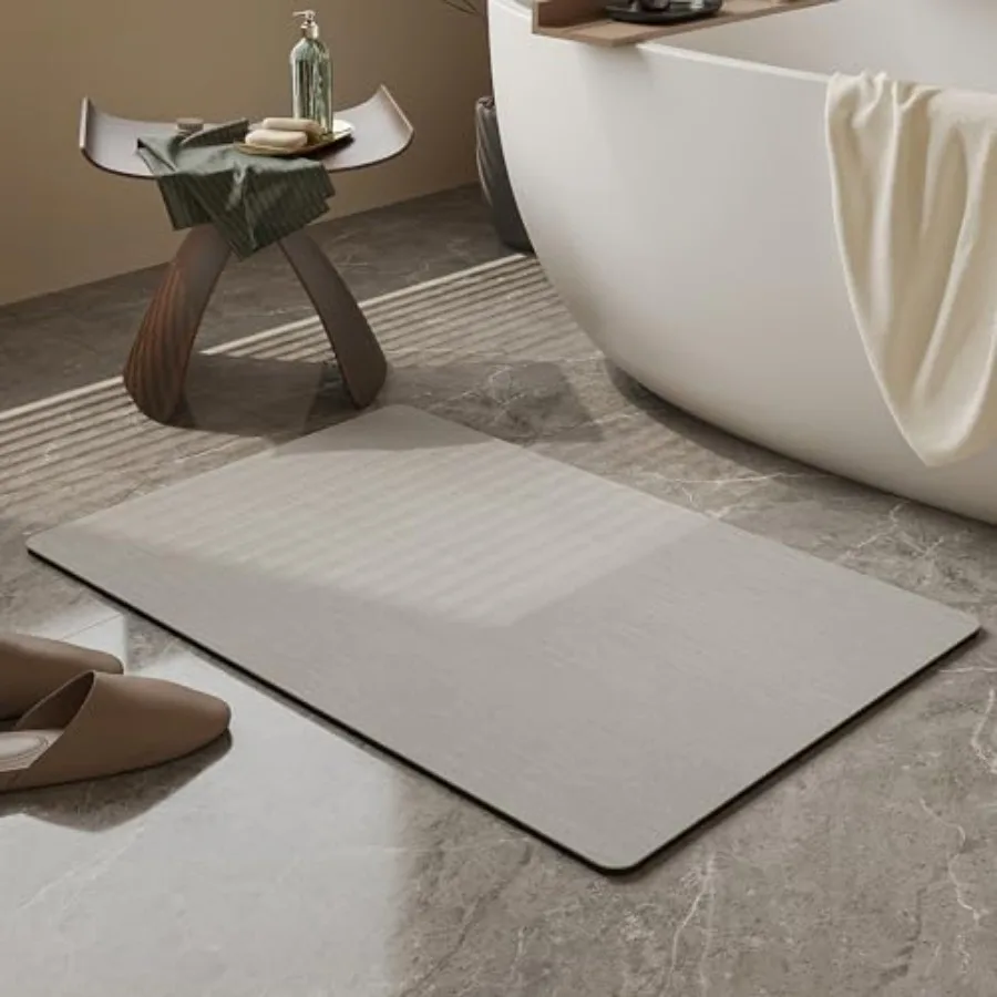

Bath Mat Rug Rubber Non-Slip Quick Dry Absorbent Thin Bathroom Rugs Fit Under Door Bathroom Floor Mats-Shower Rug for in Front
