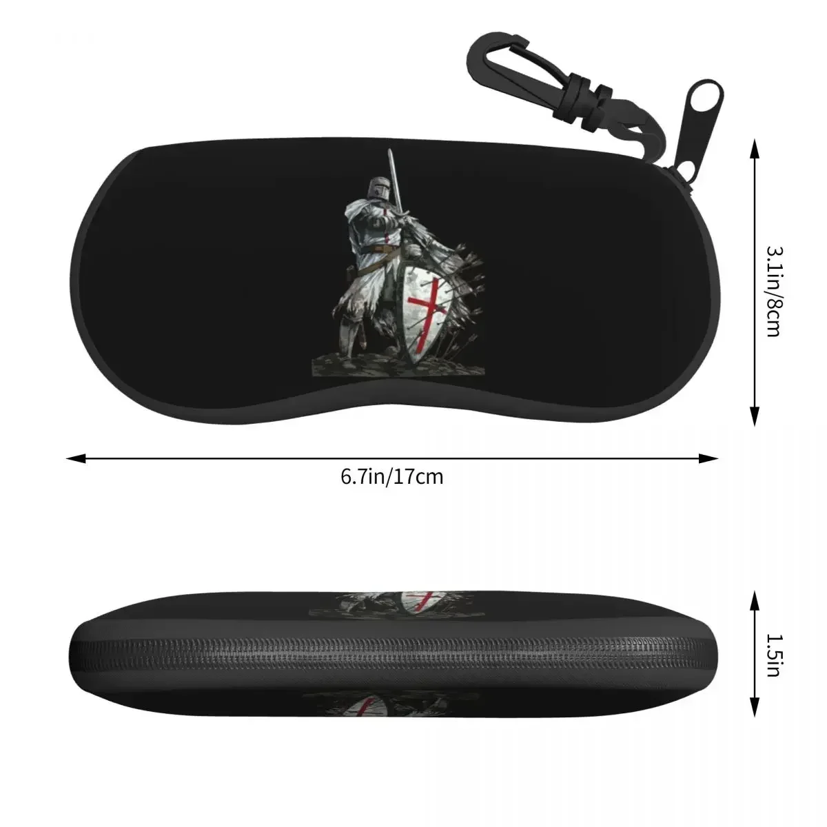 Knights Templar Glasses Case Medieval Templar Shield Eyewear Storage Box Portable Anti-Pressure Sunglasses Case Pouch