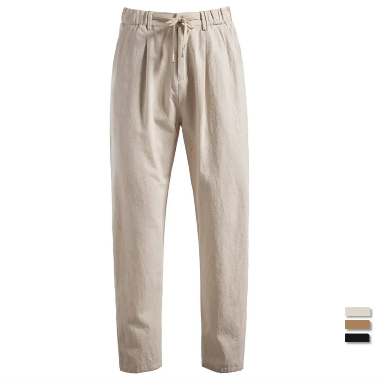 

Новые однотонные хлопковые льняные мужские брюки с эластичной резинкой на талии, мужские повседневные брюки весеннего качества, легкие прямые длинные брюки для мужчин