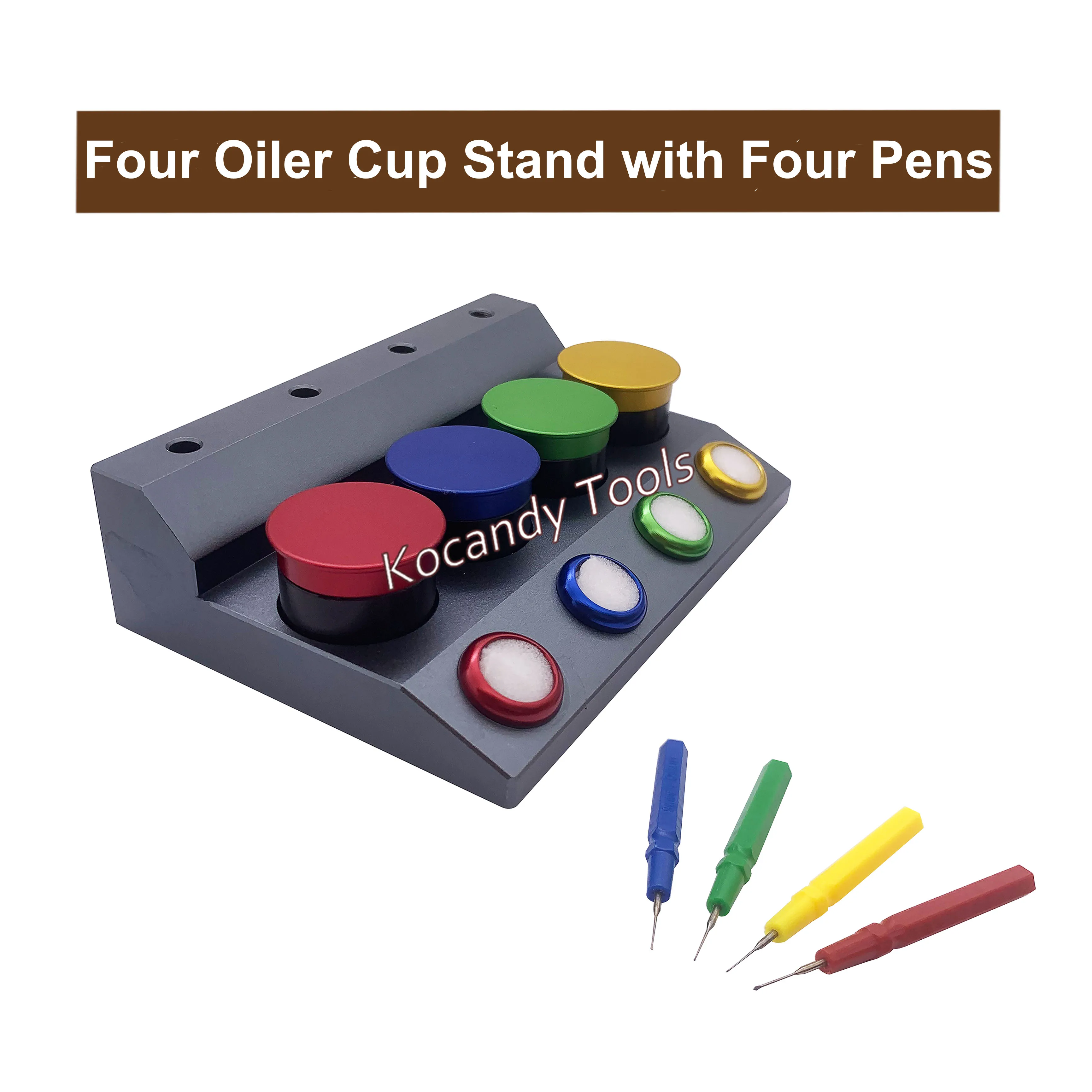 مجموعة أدوات غمس الزيت الاحترافية مع قاعدة حامل مصبوبة و4 أكواب زيت وأقلام لإصلاح الساعة