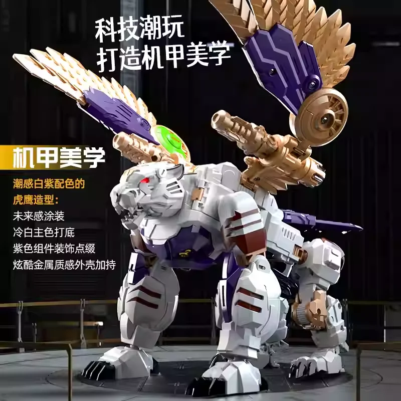 ของเล่นแปลงร่าง LIJIANG XT1613 ซูเปอร์วอริเออร์ ไทแรนโนซอรัส ไทเกอร์ อีเกิล โรบอท โอเวอร์ลอร์ด โมเดลของเล่นแบบขยับได้