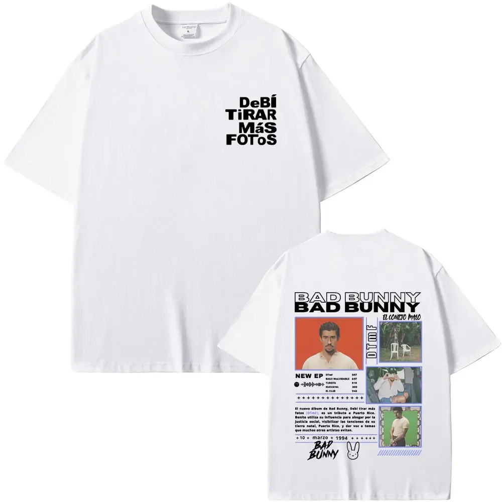 2026 Rapper Bad Bunny Grafik T-Shirts DeBi TiRAR MaS FOtoS DTMF Print T-Shirts Herren Damen Kleidung Mode Hip Hop T-Shirt