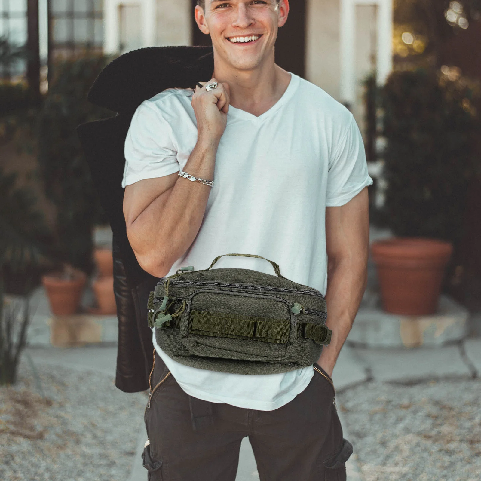 

Waterproof Fishing Waist Pack Multi-Pocket Tackle Bag Adjustable Belt Lightweight Chest Sling Design Outdoor Cycling Hiking