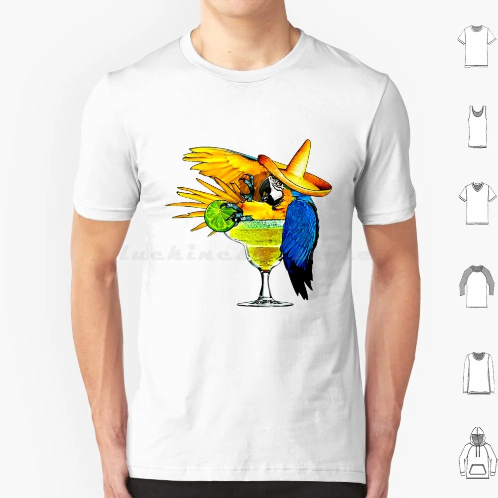 Parrot Drinking Tequila T Shirt Big Size 100% Cotton Jimmy Buffett Beach Parrothead Margaritaville Buffett Parrot Surfing