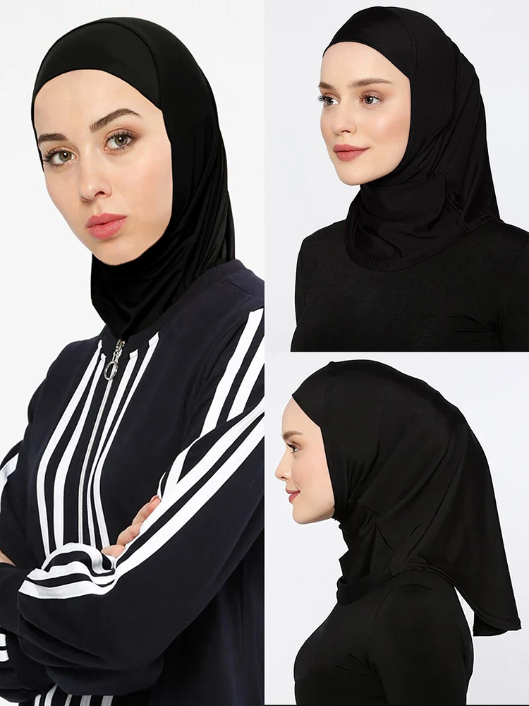 1pcs Women Muslim Elegant Solid Color Polyester Sports Hijab Head Cover All Season