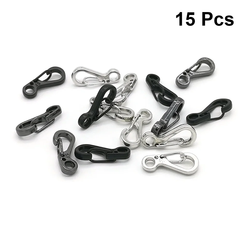 

15Pcs Spring Opening Carabiner Clip Heavy Duty Aluminum Alloy Keychain Lock Hook for Backpack Paracord Flashlight Compass