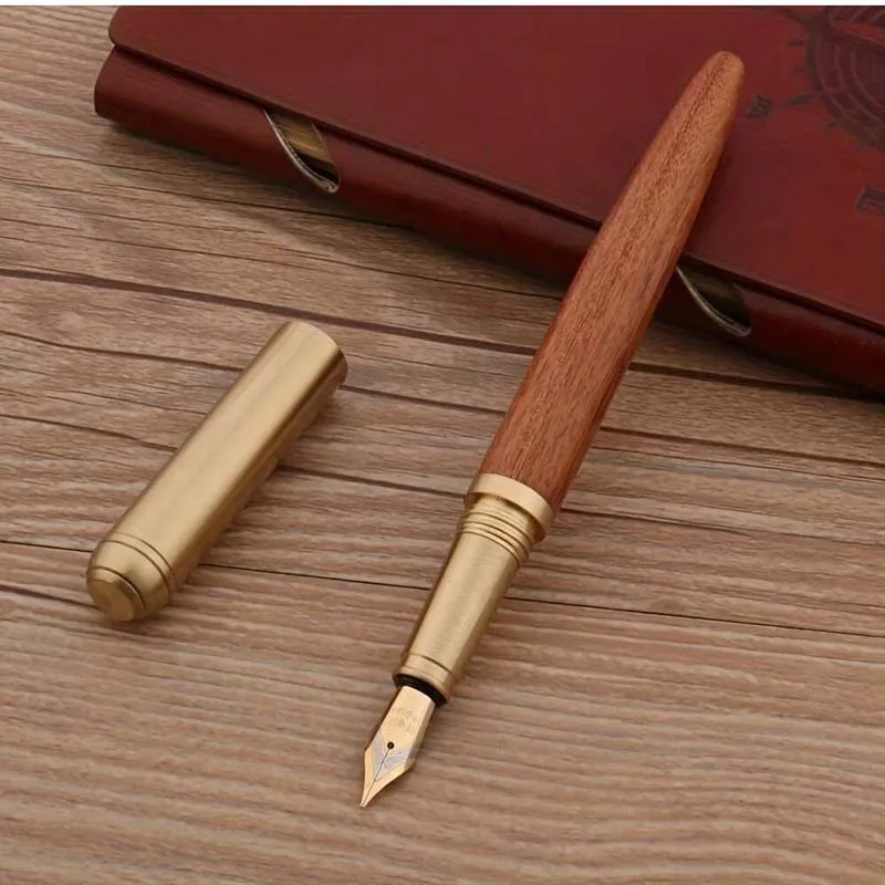 

Деревянная перьевая ручка из палисандра с вращающимся механизмом, с M-образным наконечником, канцелярские товары для офиса и учебы, подарки для письма.