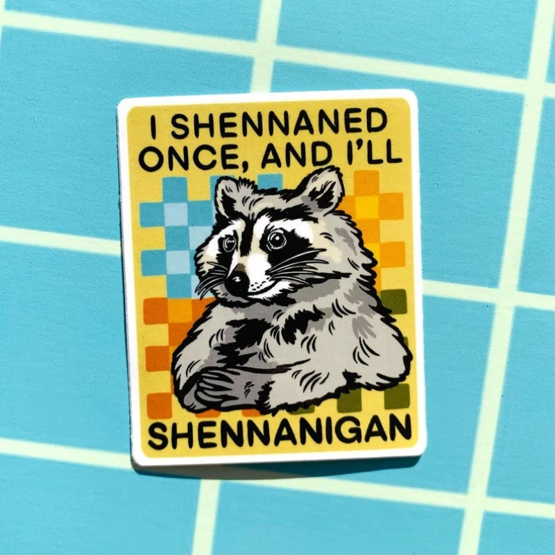 

4PCS/SET Cartoon Raccoon & Text Sticker (Yellow Blue Orange Green) - Waterproof Vinyl Decal for Laptop Car Decor