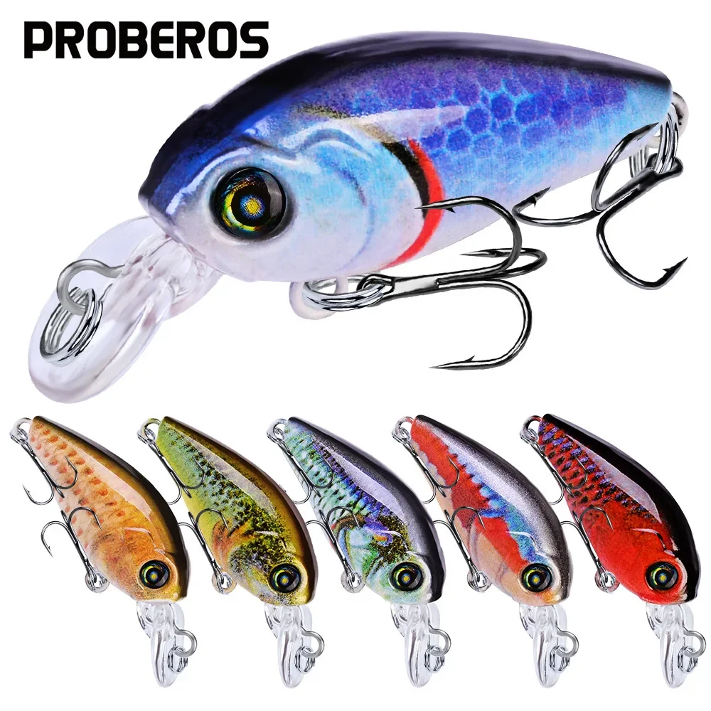 

PROBEROS 1Pcs 47mm 4g Fishing Lure High Quality Minnow Mini Crank Wobble Bait Crankbait Artificial Bait Little chubby guy