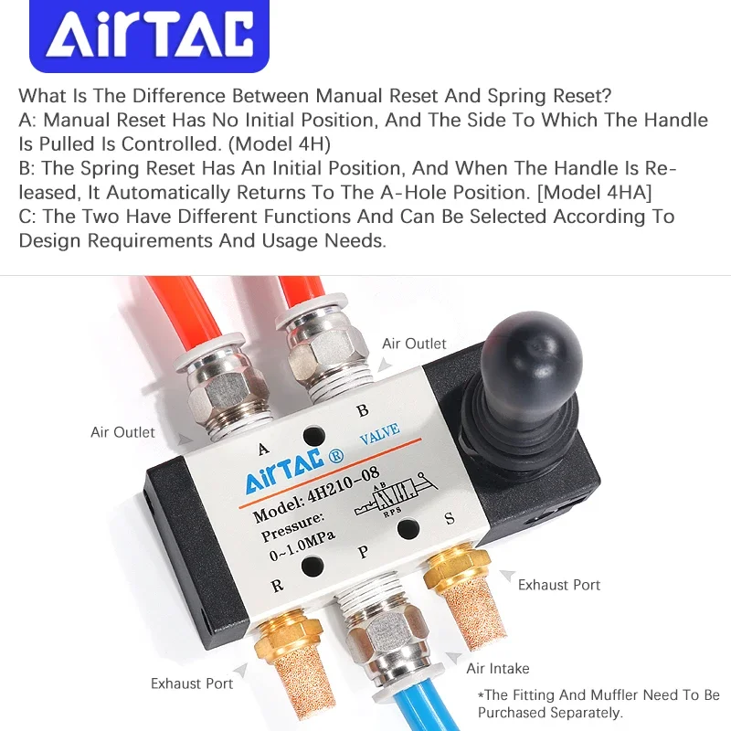 AIRTAC passenger pneumatic original manual valve hand valve 4H210 4HA230 4H310 4HA330