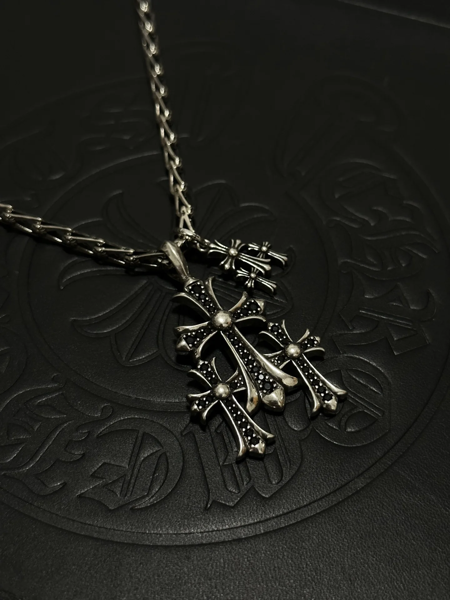 S925 Sterling Silver Diamond Cross Necklace, Retro Style