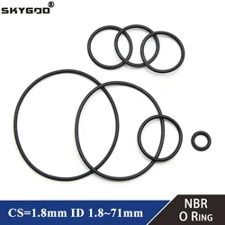 10/50pcs NBR O Ring Gasket CS 1.8mm ID 1.8mm ~ 71mm Automobile Nitrile Rubber Round O Type Corrosion Oil Resistant Seal Washer