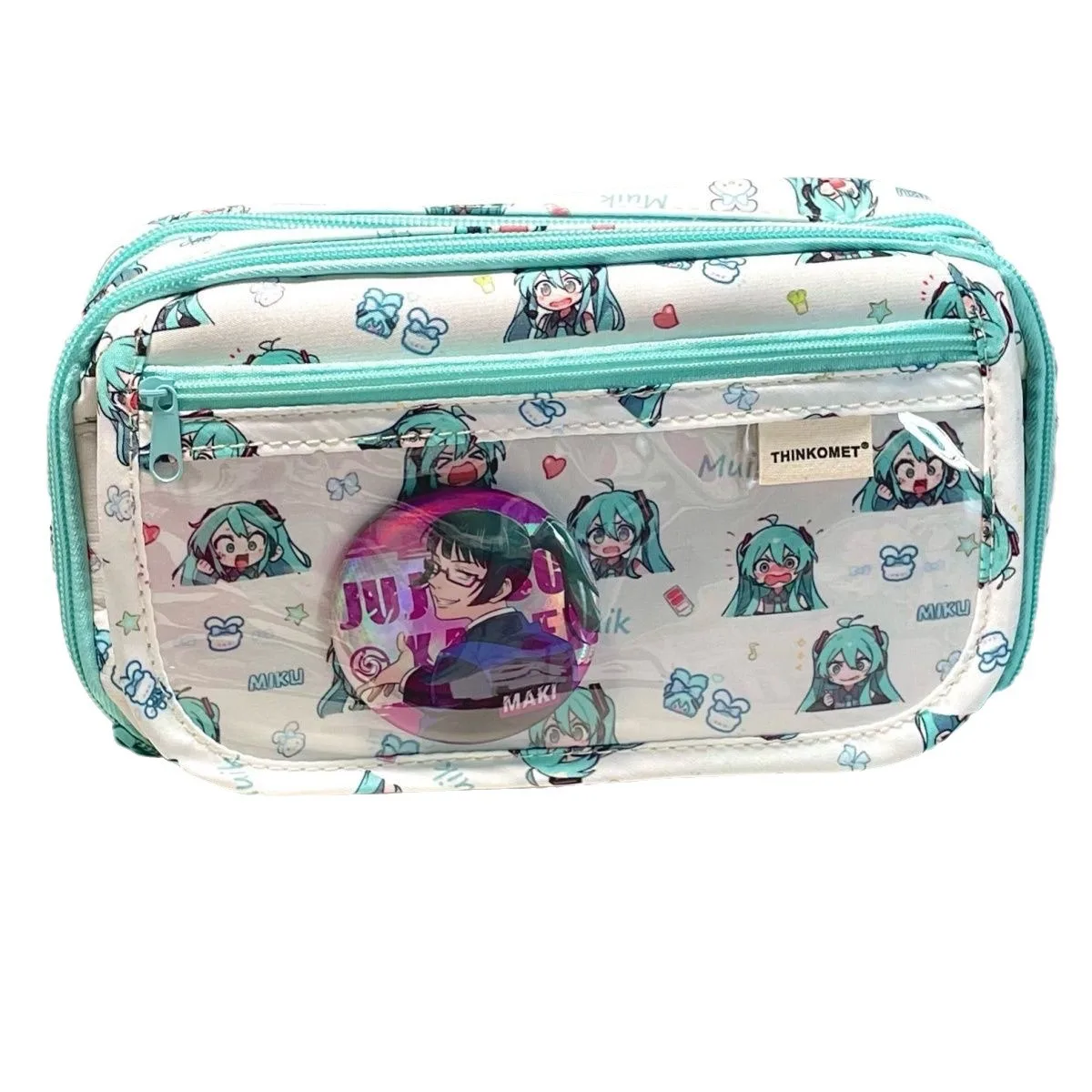 Hatsune Miku Pencil Case Stationery Bag Student Large Capacity Multi-Layer Stationery Pouch Coin Purse Cosmetic Bag Supplies