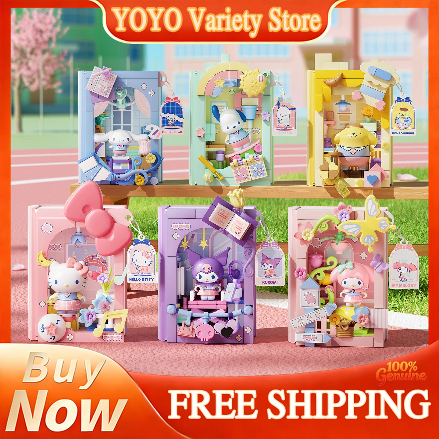 

AREAX Brick Area Building Block Book Blind Box Hello Kitty Assembly Ornament Toy Cute Collectible Model Gifts For Fans Collectio
