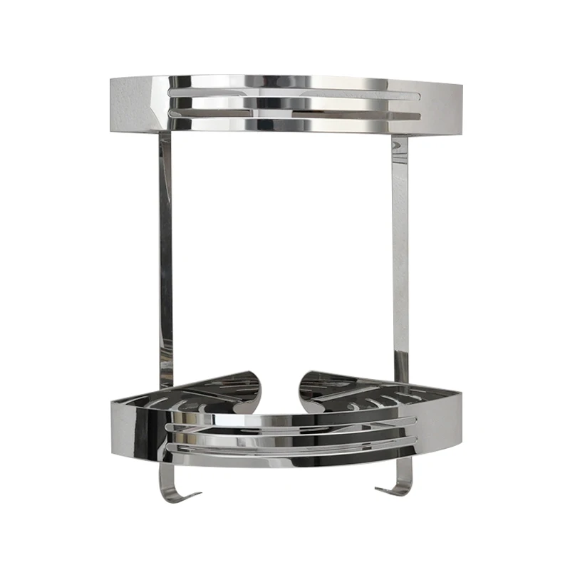 Household Toilet Bathroom Shelf 304 Stainless Steel Bathroom with Hook Storage Shower Room Triangle Mesh Basket