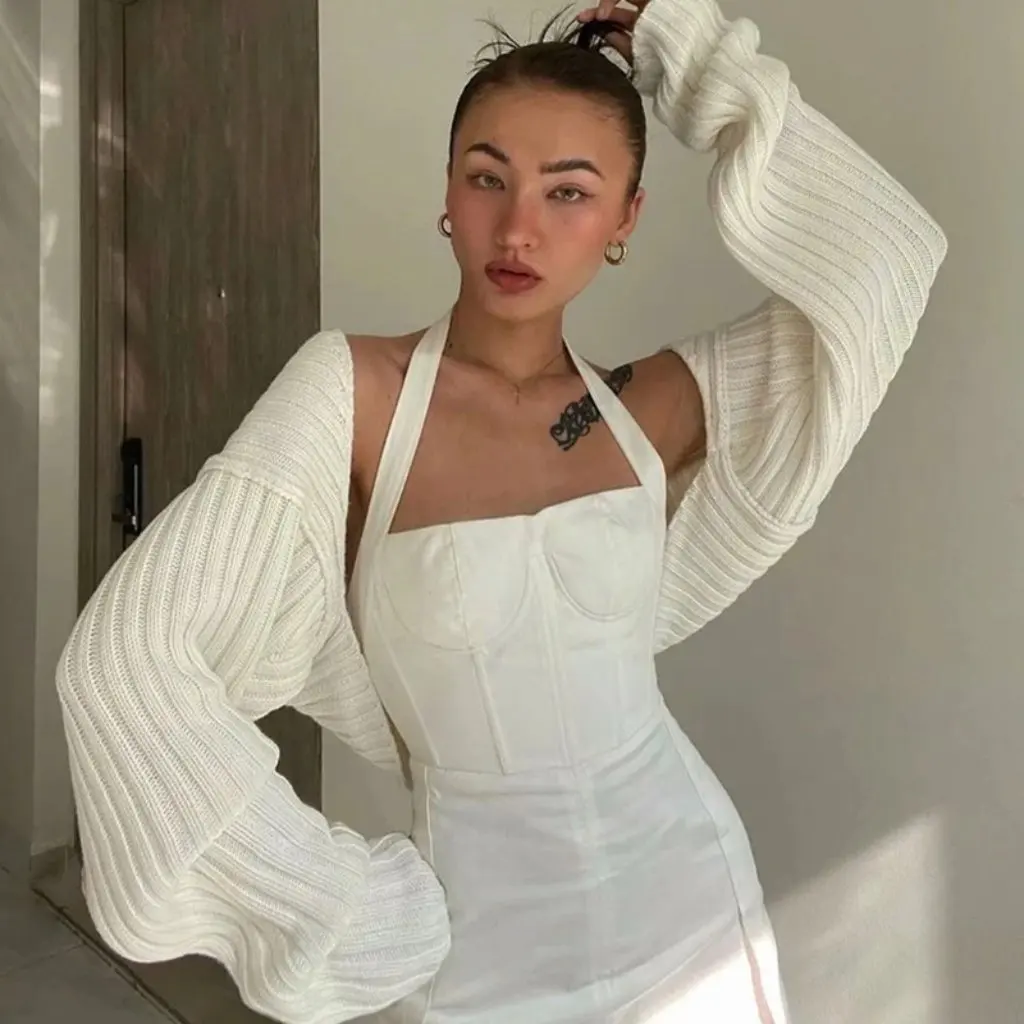 

Women's Shawl Knit Cardigan Short Coat Bat Sleeve Solid Color Loose All-match Autumn Fashion Sweater