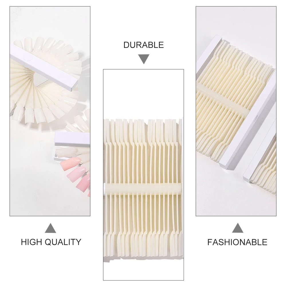

1 set False Tips For Polish Color Cards Manicure Practice Tools Light Portable Fan Shape Foldable Home Office Use Art Display