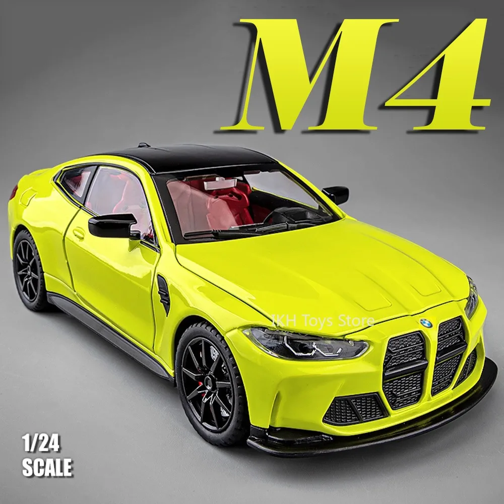 

1:24 M4 XM Miniature Car Toy Models Alloy Diecast Sound Light Doors Opened Pull Back Decoration Vehicles for Kids Festival Gifts