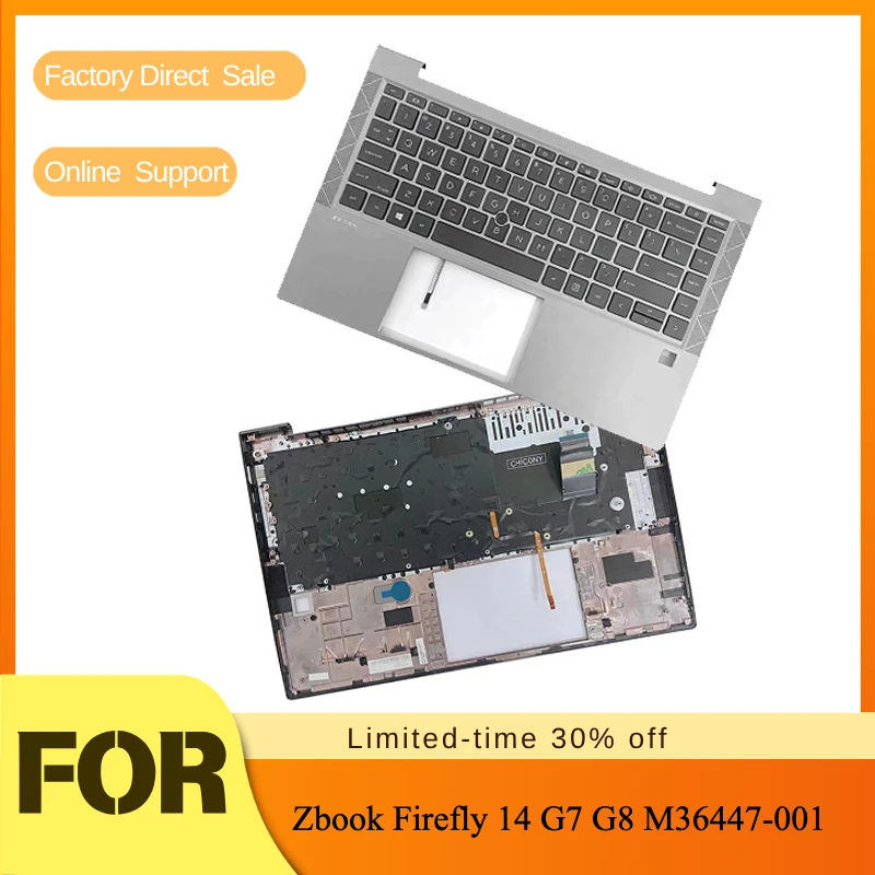 Palmrest Upper Cover with Backlit US Keyboard For HP Zbook Firefly 14 G7 G8 M36447-001 Laptop Top Case