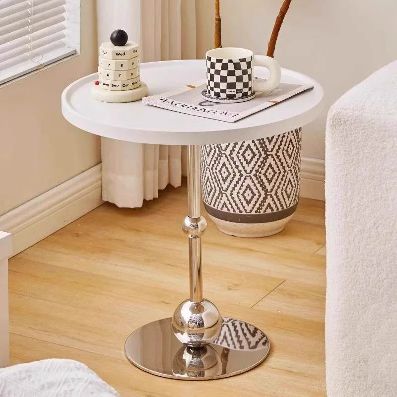 Nordic Round Coffee Table Stainless Steel Tempered Glass Home Living Room TV Cabinet Sofa Side Corner Tables Furniture