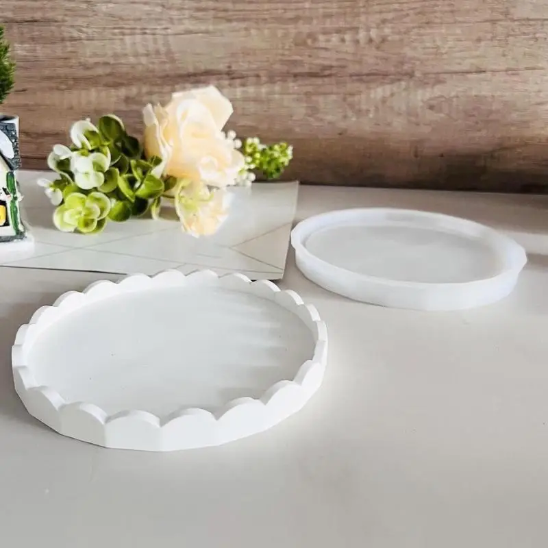 

R3MC 2Pcs Flexible Silicone Plate Mold Perfect For Making Intricate Round Lace Trays